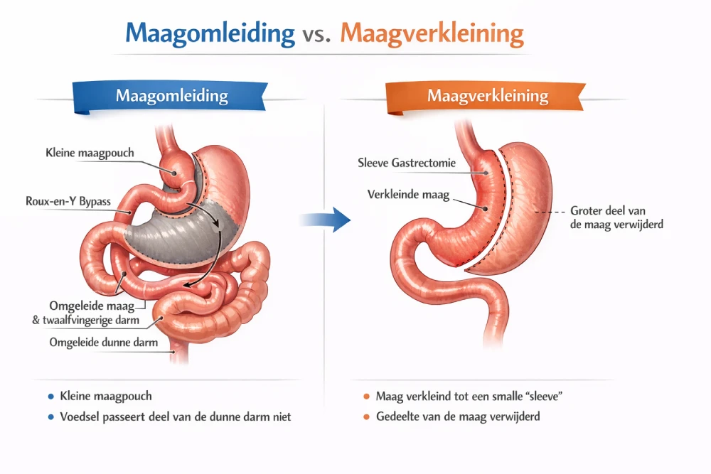Maagomleiding (Gastric bypass) vs maagverkleining (sleeve)